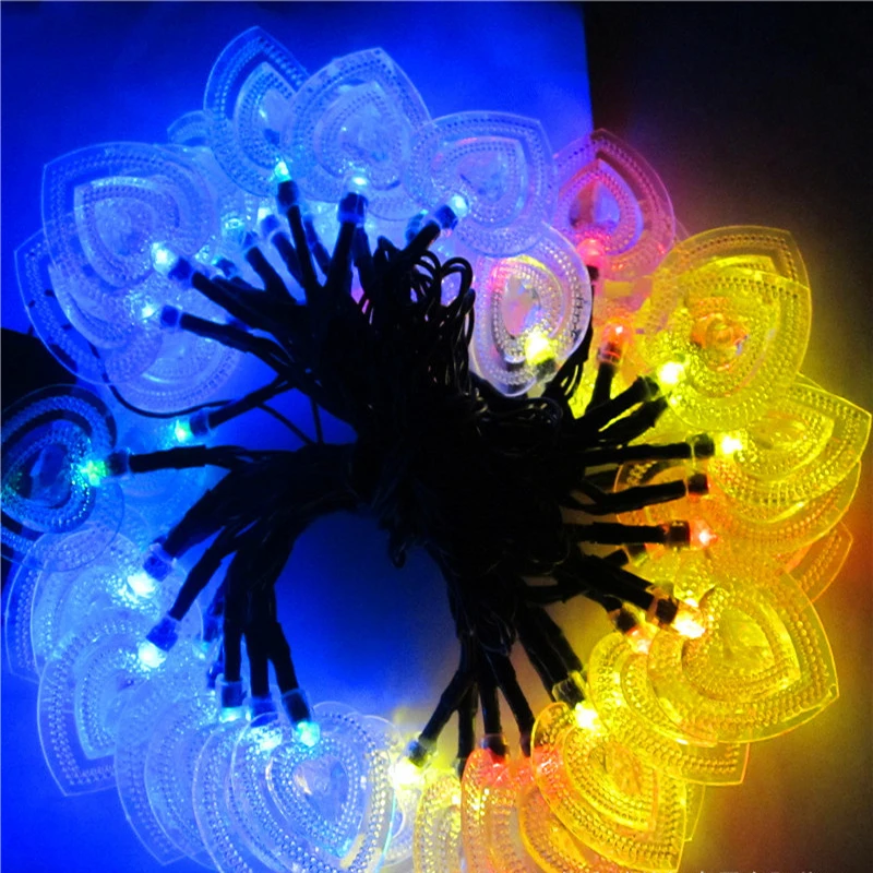 Гирлянда на солнечной батарее 20 светодиодов в форме сердца Декоративная