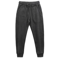 carbon brushed knitted pants heavy cotton slim fit skinny ankle length pants ankle banded pants track sweatpants men