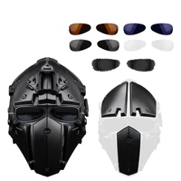 tactical full face mask helmet with 4 lenses military army hunting iron multi function cs paintball protect helmet equipment