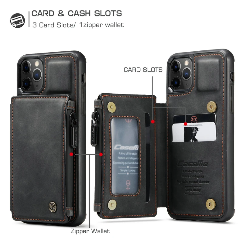 leather phone case for samsung a52 a51 a71 note 20 s21 ultra plus credit card zipper wallet for iphone 12 11 pro max back cover free global shipping