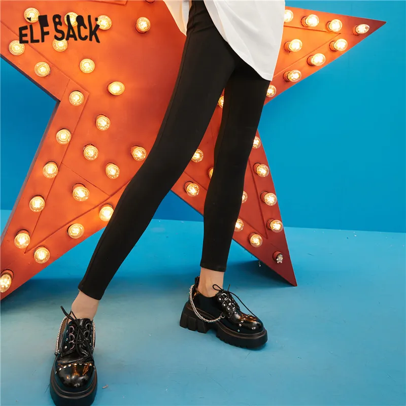 

ELFSACK Minimalist Solid High Waist Smart Casual Women Pants,2021 Winter Pure Zipper Hem Korean Ladies,Basic Daily Leggings