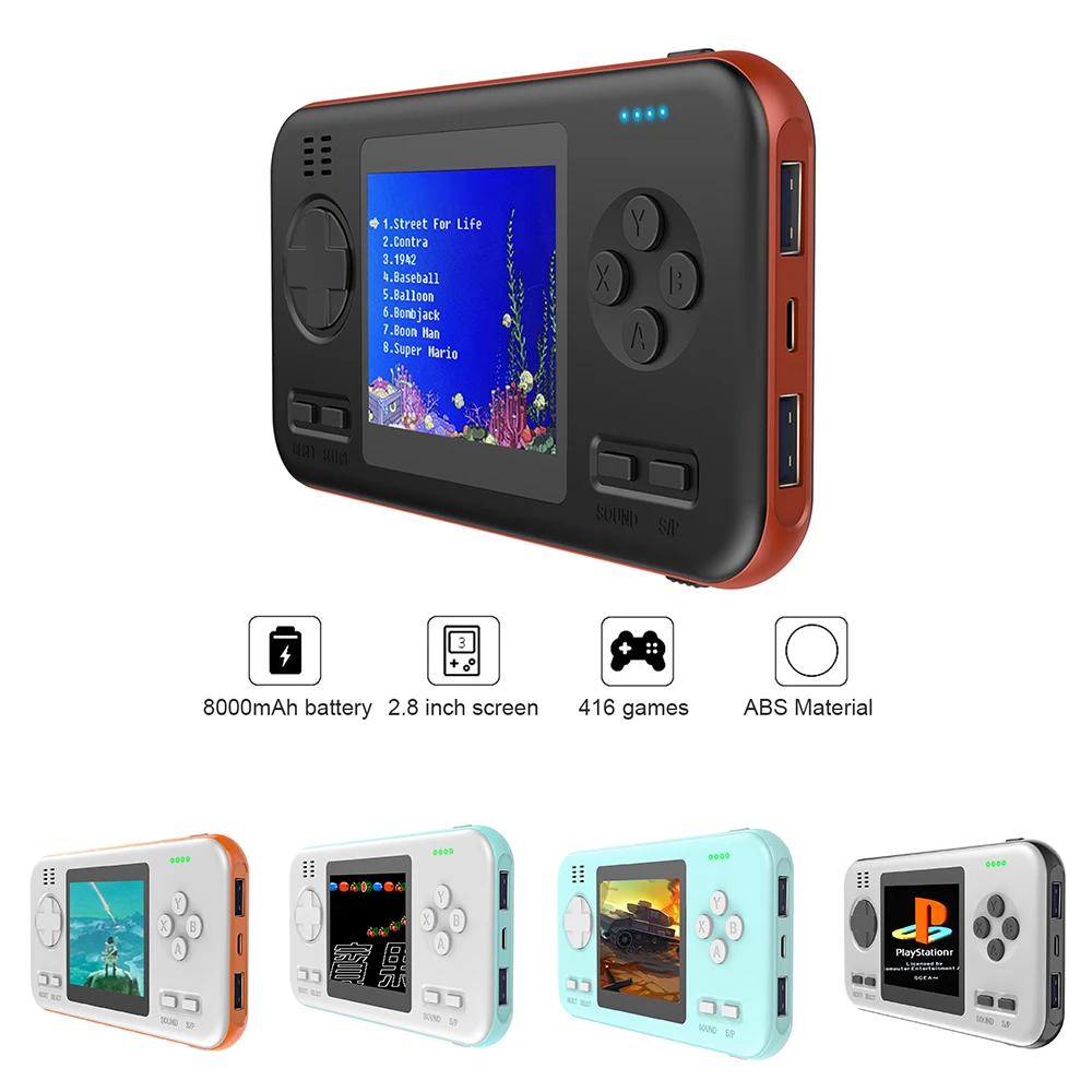 Новая портативная консоль игровая игровой компьютер с 8000 мАч power Bank Buil-in 416 классические игры игровой плеер игрушки для детей подарок