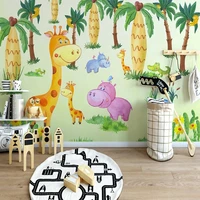 custom any size 3d wallpaper self adhesive modern minimalist tropical forest cute animal childrens room background wall tapety