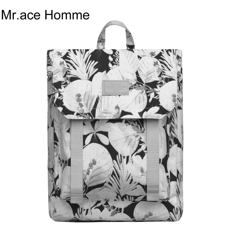 Рюкзак для ноутбука 15 дюймов с белым цветочным принтом Женский