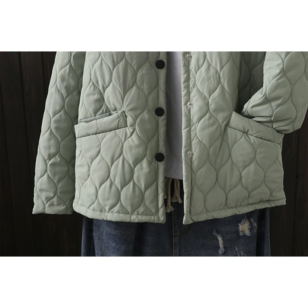 

2020 Winer Jackets Women Stand Collar Parkas Coat Casual Warm Cotton-Padded Jackets Solid Thick Button Tunic Top Simple Overcoat