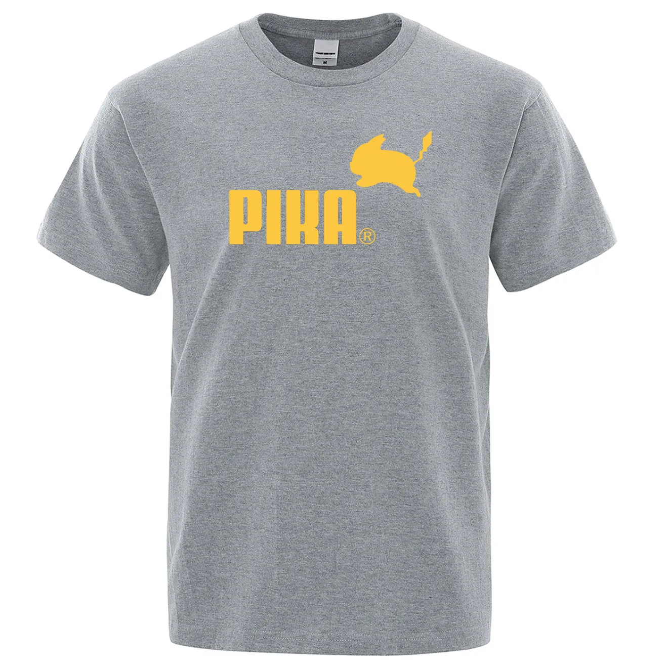 Летняя новая футболка Pika, мужские футболки с японским Аниме Покемон, футболки с Пикачу для мальчиков, хлопковая футболка с коротким рукавом, мужские повседневные футболки, топы - Цвет: gray 3