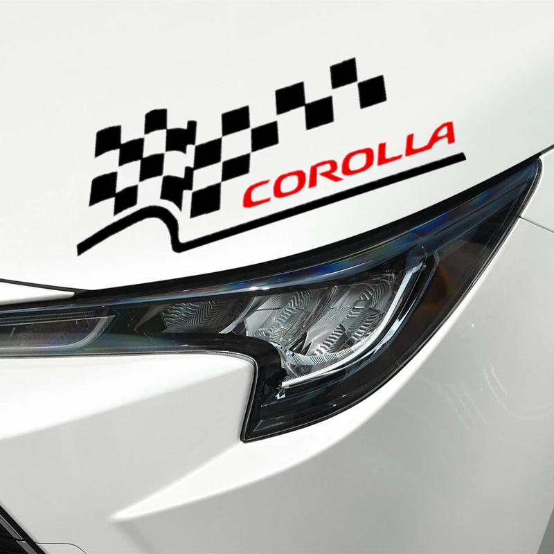 

2 X Corolla Checked Flag Car Stickers Creative Decoration For Toyota Head Lights Rearview Mirrors Auto Tuning Styling KK Vinyls