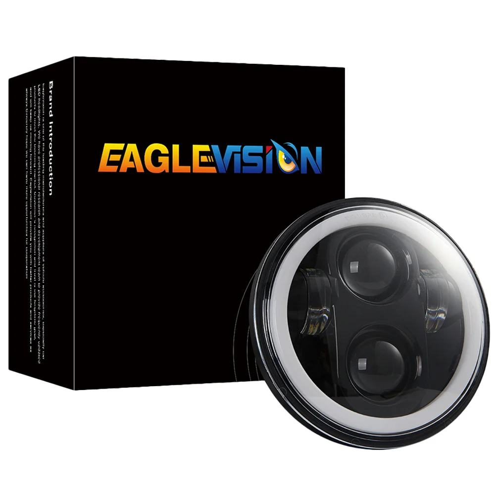 

1PC Motorcycle LED Headlight Aluminum 5.75 Inch 6 Lamp Beads Round Angel Eye Headlamp for Motorbike