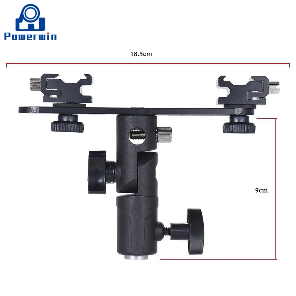 Powerwin Double Hot Cold Shoe Camera Speedlite Flash Bracket Umbrella Holder Studio Light Stand Screw Mount Adapter Tripod | Электроника