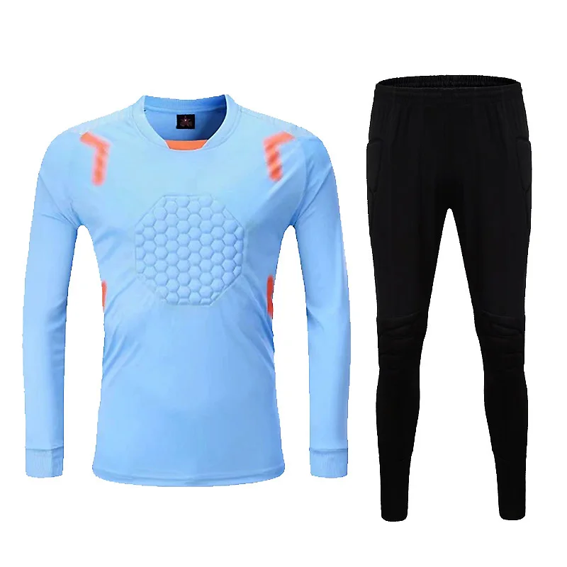 4 black blue Профессиональный детский футбольный голкиперский костюм для футбола, тренировочный костюм для футбола - Цвет: 4 black blue