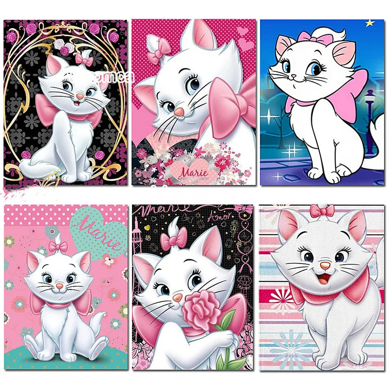

Diy 5D Diamond Painting Kit Cute Cartoon Cat Diamond Embroidery Full Square Round Drill Kids Room Decor Children's Day Gift