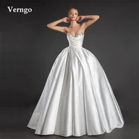 verngo modern satin wedding dresses glitter beads sweetheart pleats korea bridal gowns 2022 robe de mariage different style