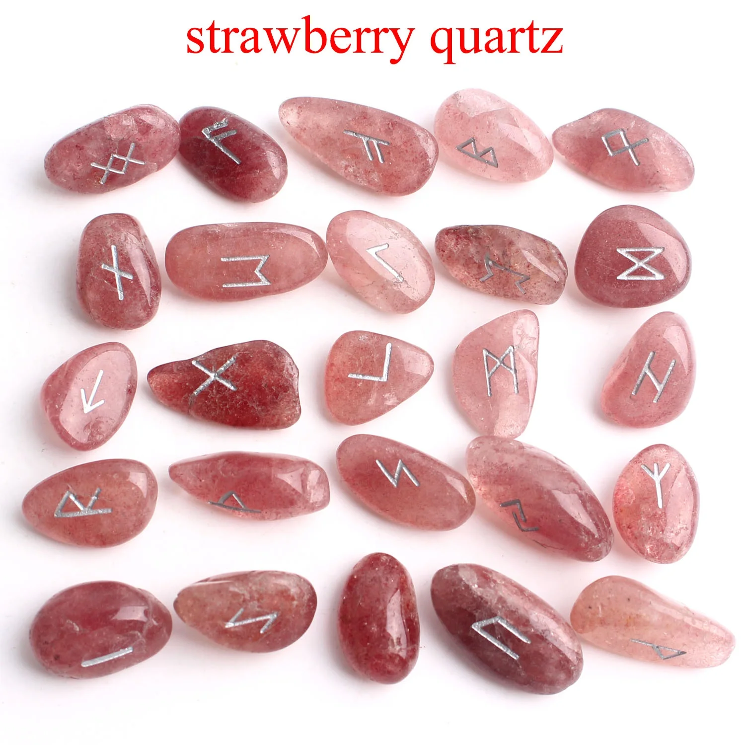 25 шт. натуральный кристалл из клубничного кварца руны красные гадание Исцеление