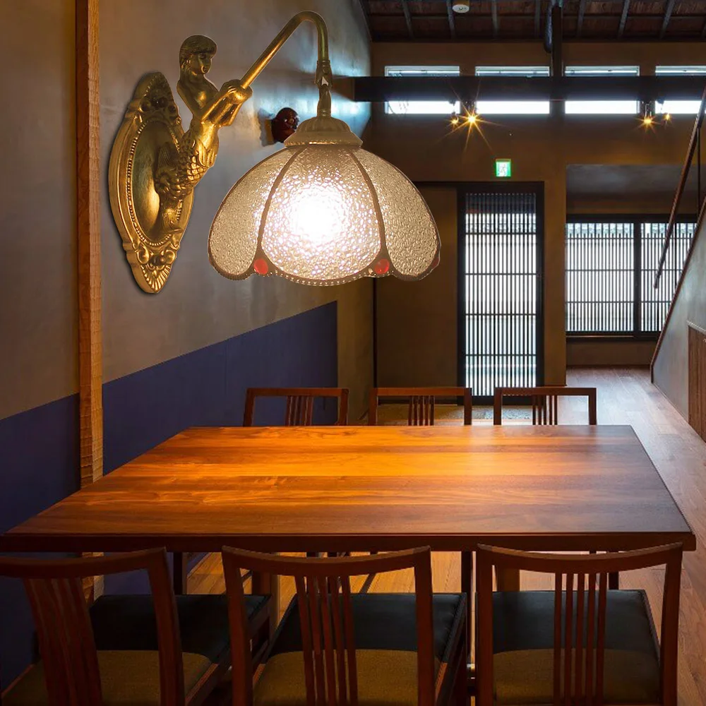 Настенный светильник в стиле ретро Тиффани настенный из разноцветного стекла