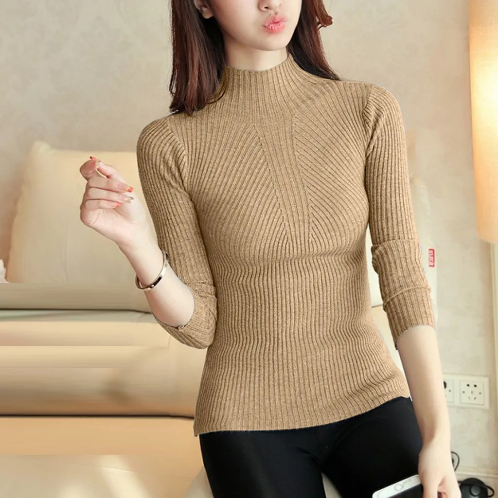SAGACE Knitting Women Sweaters And Pullovers Slim Solid Color Casual Ladies Knitted Sweater Winter New Chic Pullover | Женская одежда