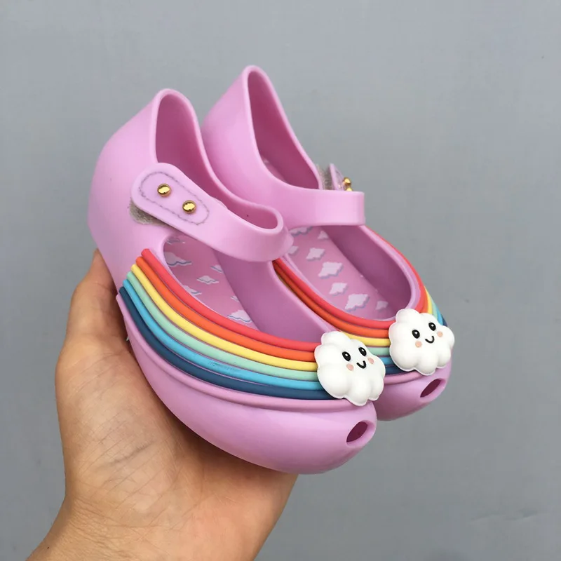 Новинка 2021 детские сандалии желе летние радужные принцессы для девочек