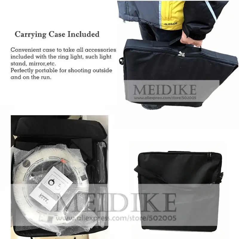 

Yidoblo LED Ring lamp FS-480II Bio-color adjustable beauty salon makeup 48W 240 LEDS Ring Light LED Lamp+ 2M standing + Bag Kit