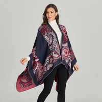 luxury retro cashmere shawl for women chinese style cloak scarf warm windproof cloak designer pashmina lady cartoon wrap scarves