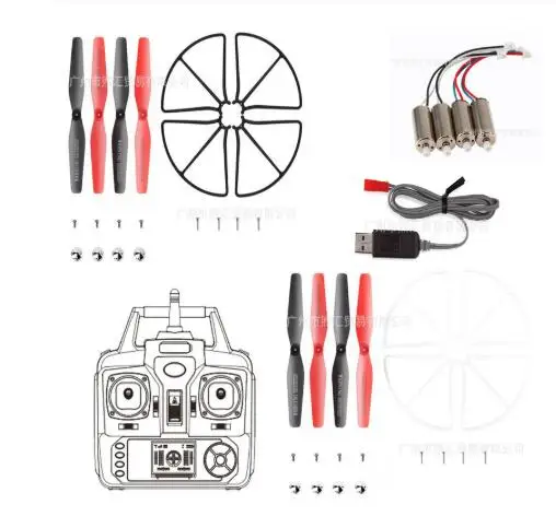 Комплект запчастей для квадрокоптера Skytech TK110HW Syma X56 X56W Набор лопастей двигателя CW
