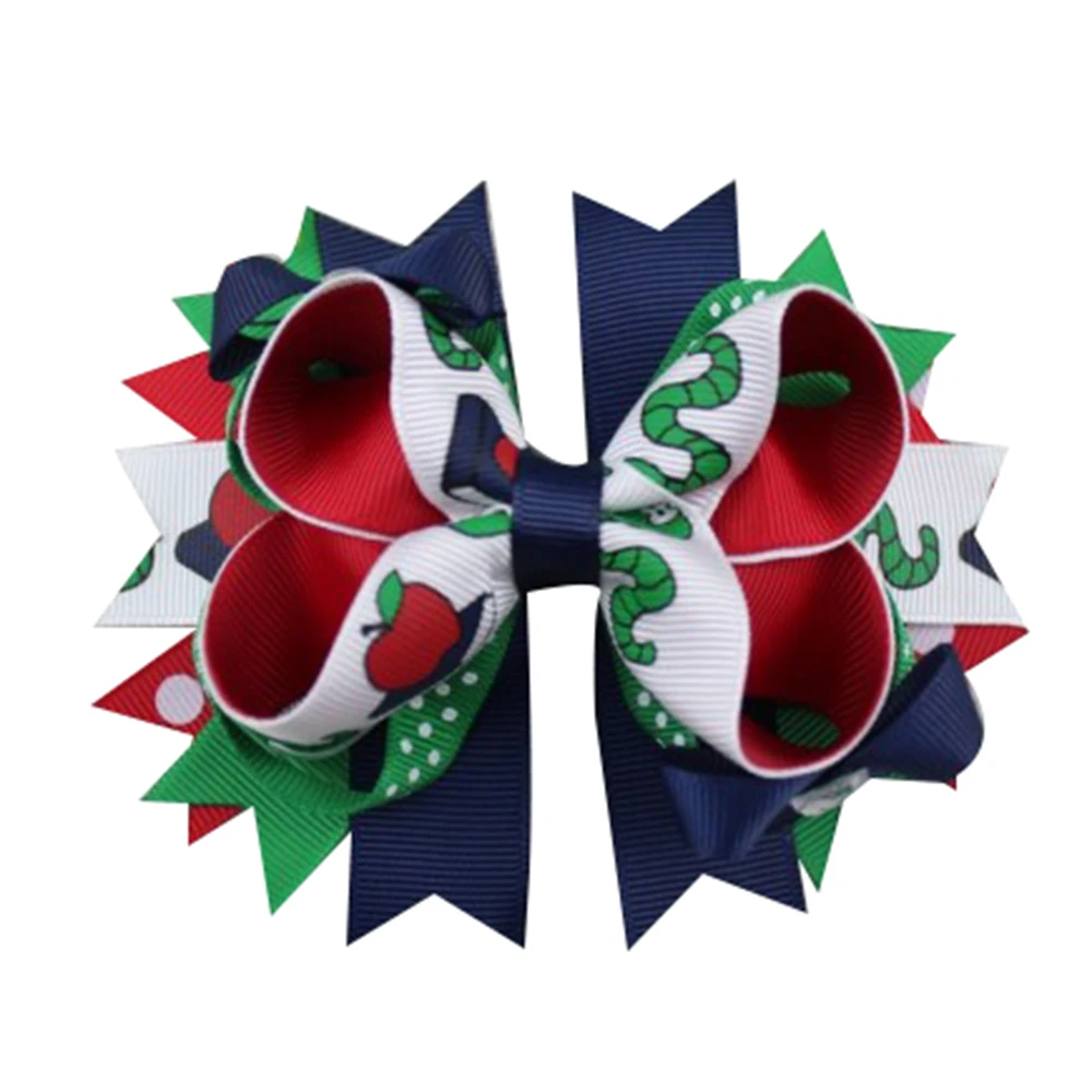 5 дюймов красочные волосы луки Аллигатор зажимы обратно в школу сложенный бант