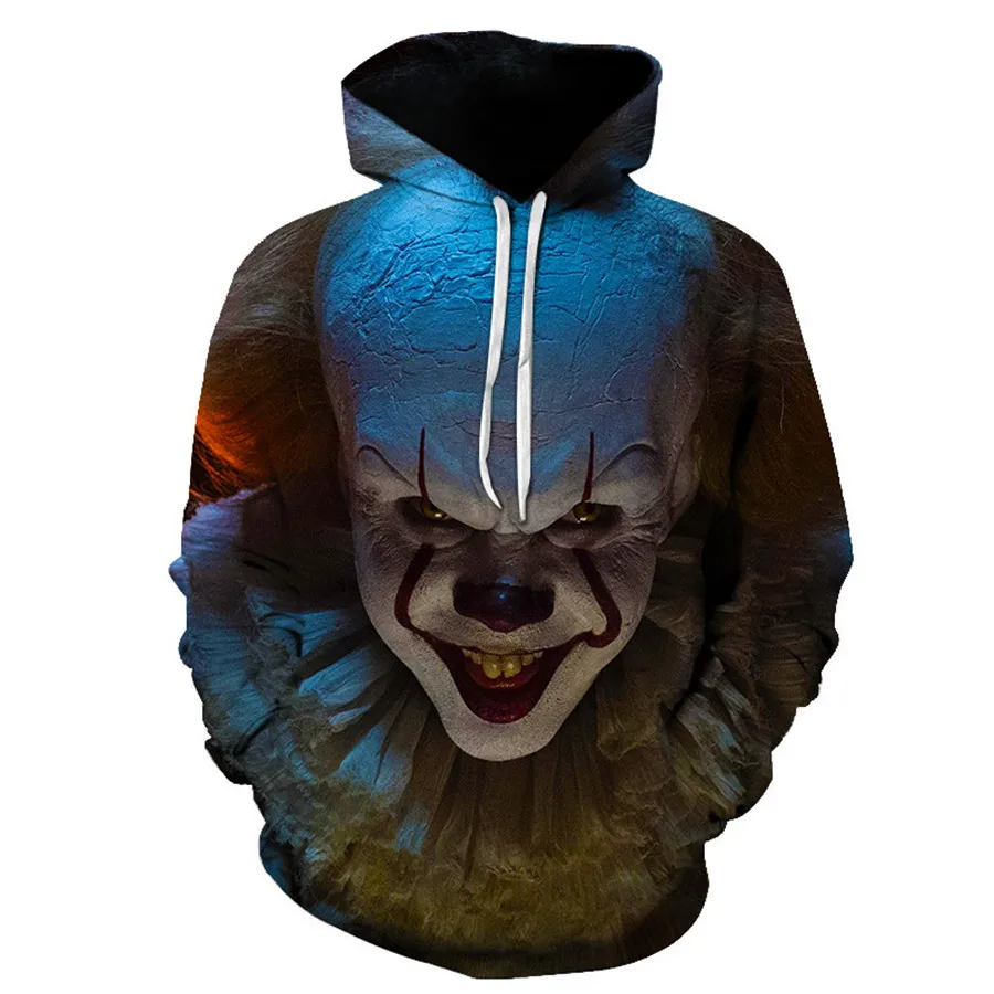 1 Аниме Толстовка с капюшоном фильм клоун Стивен Кинг это Pennywise Косплей Костюм Топ пальто для мужчин и женщин - Цвет: 1