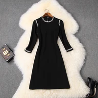 new superior 2021 quality spring elegant solid party dress woman mini sexy dress work clothing vintage celebrity black dresses