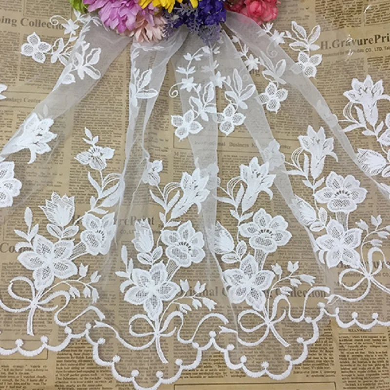 Распродажа Цветочные кружевные ткани ленты с отделкой Тюлевое платье Сделай Сам
