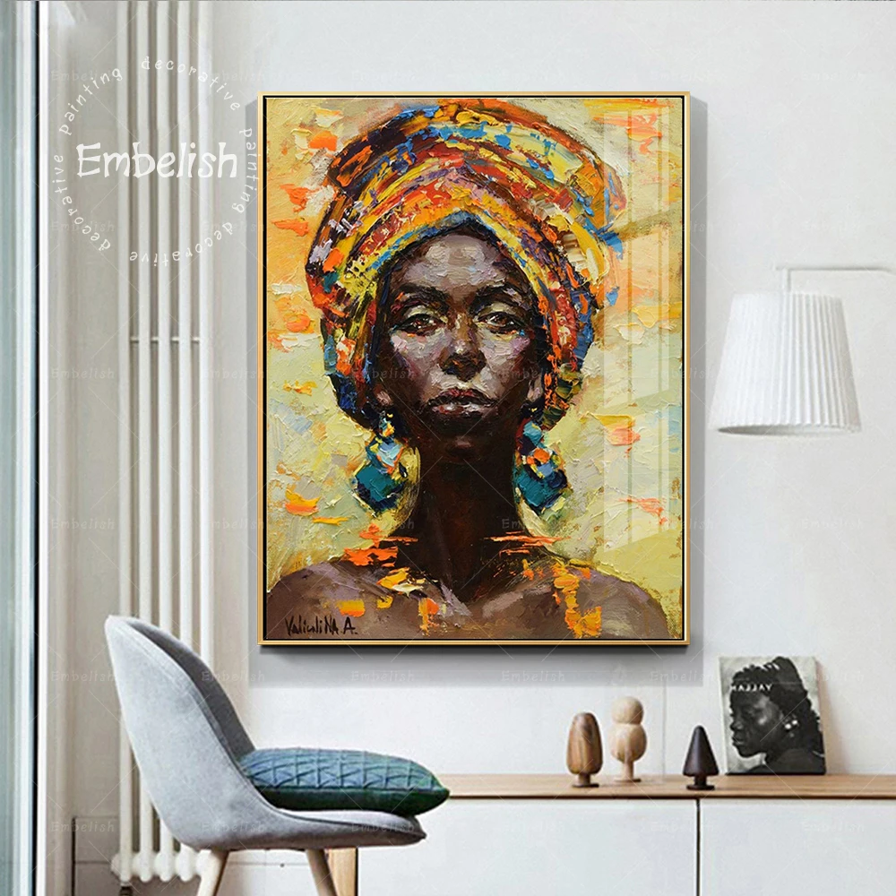 

Embelish 1 Pieces Hot Black Woman Portrait Wall Art Pictures For Living Room HD Canvas Oil Paintings Home Decor Wall Art Posters