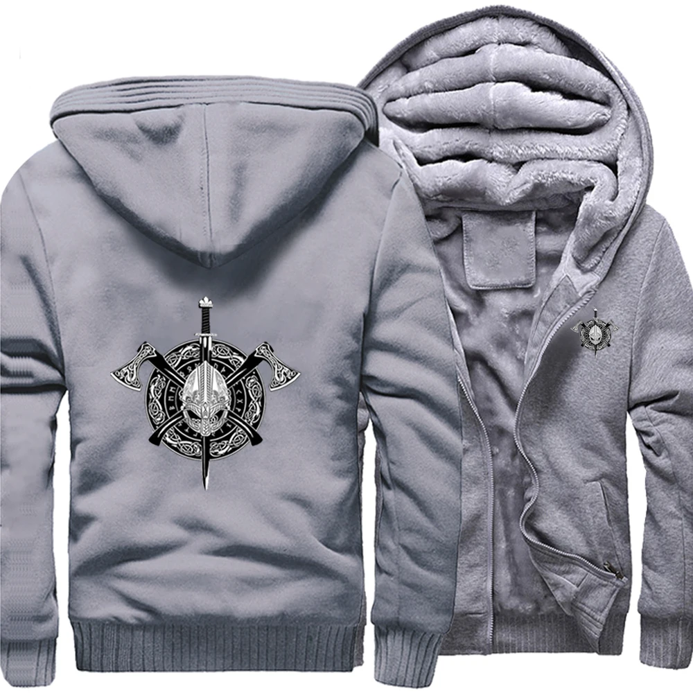 

"TV Show Vikings Ragnar The Viking Berserker Winter Thicken Hoodies Sweatshirt Men Jacket Pullover Coats Tracksuit Sportswear