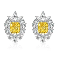 popular wholesale cute 6 0ct2p 8 57 5mm simulated yellow diamond 9k gold jewelry fashion earrings