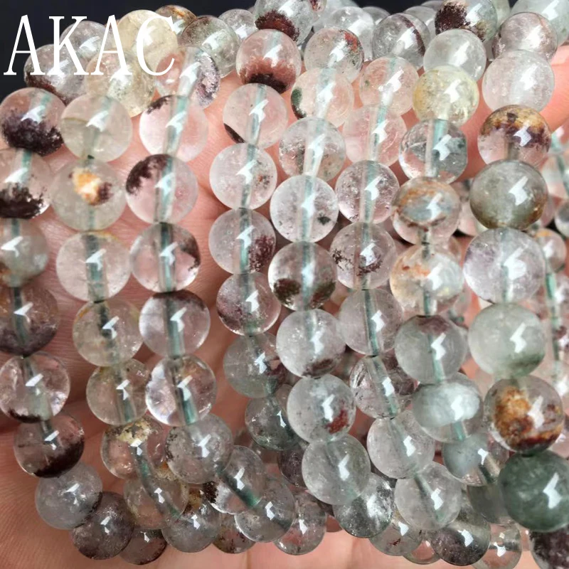 

Approx6-10mm 100% Natural phantom quartz smooth round bracelet beads for Jewelry making deisgn