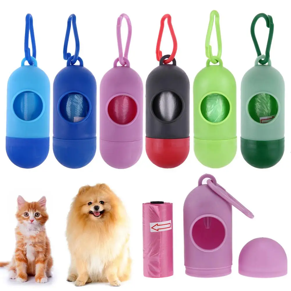 

Pet Dog Garbage Clean up Bags Carrier Holder Dispenser + Poop Bags Set Waste Bags Doggie Outdoor Home Clean Refill Garbage Bag