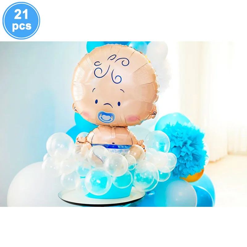 21pcs boy BabyShower фольга Воздушные шары его мальчик девочка Вечеринка День Рождения украшения детский душ принадлежности пол раскрыть Синий Розовый латексные шары - Цвет: 21pcs boy