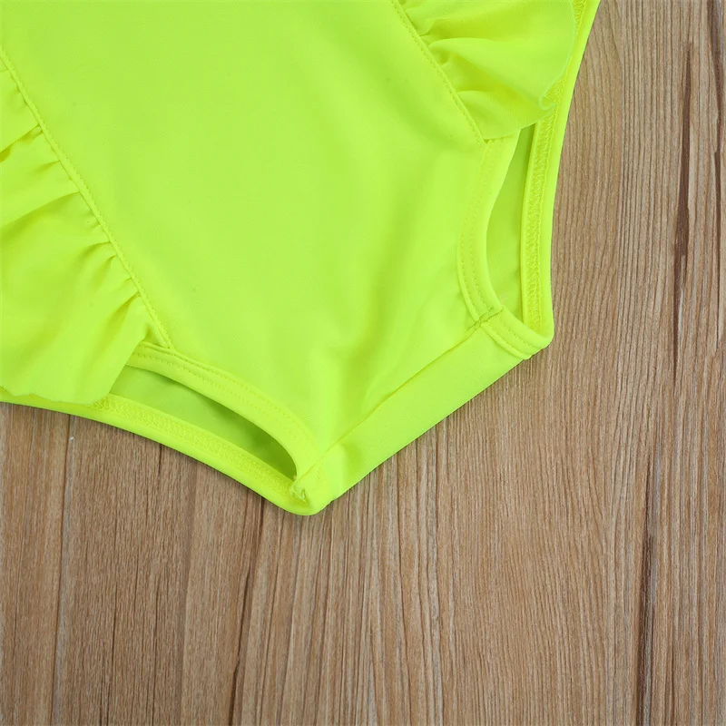 

Infant Baby Boys Girls Swimsuit Newborn Kids Solid Color with Ruffle Decoration High Waist Summer Clothing Toddlers Beachwear