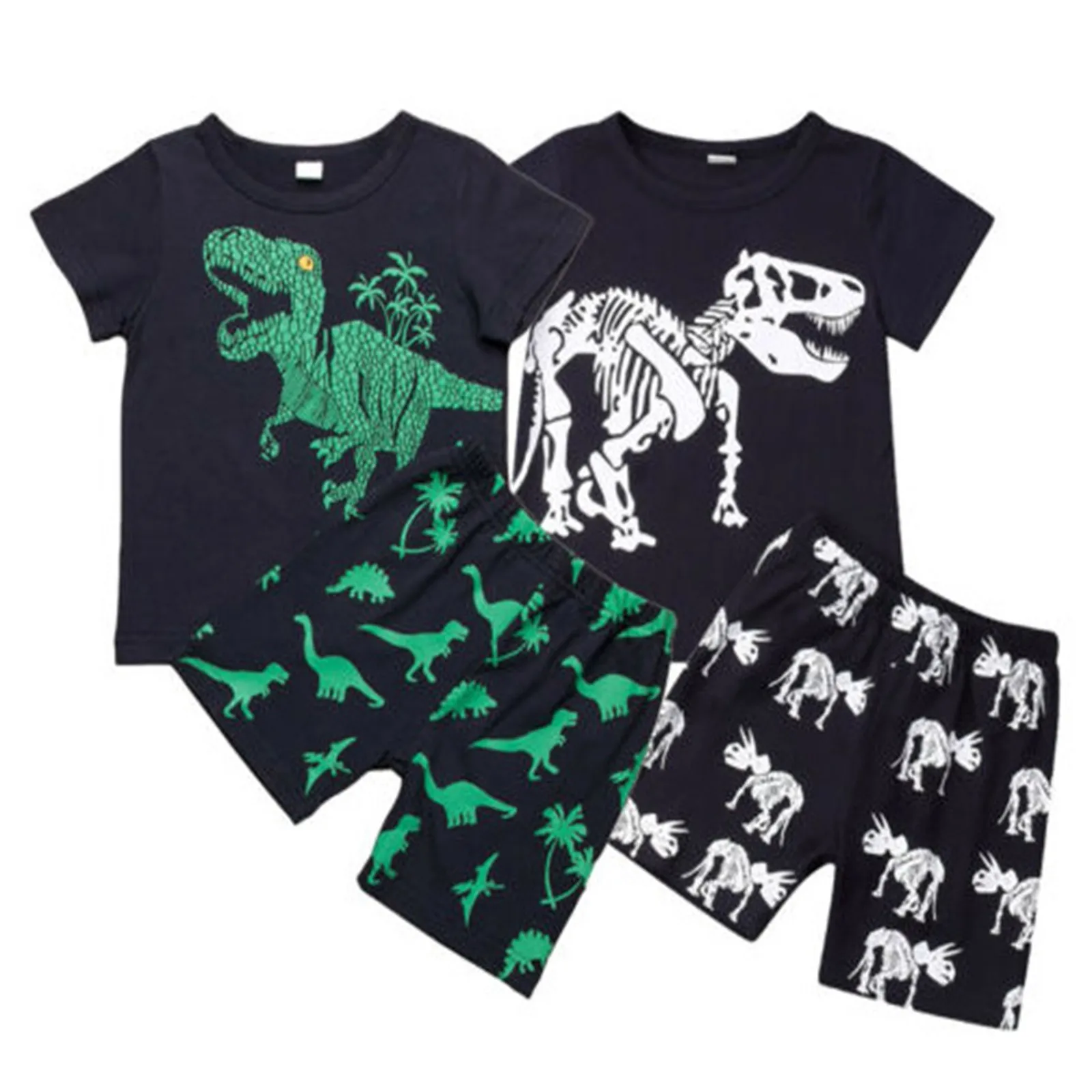 

Toddler Kids Baby Boy Casual Cartoon Dinosaur Print Short-sleeved T Shirt Tops+Shorts Outfits Baby Clothes детская одежда L*