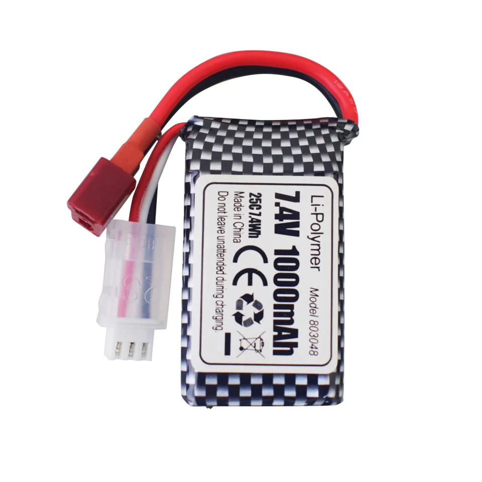 2S 7.4V 1000mah T Lipo Battery w 3in1 Charger Line for 18858 18859 HM163 HM164 16889 16890 2845 2846 Q901 Q902 Q903 RC Car Model - купить по