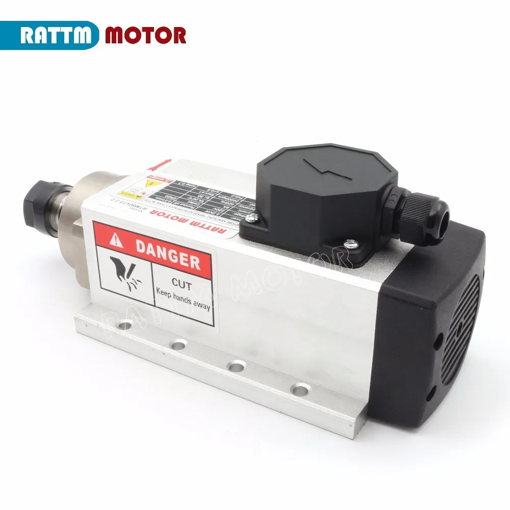 

RU ship Square 2.2kw Air cooled spindle motor ER20 runout-off 0.01mm,220V,4 Ceramic bearing for CNC Router Engraving milling