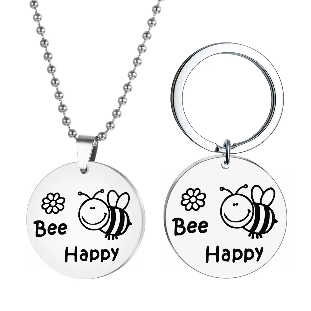 

2021 new fashion popular dinosaur Necklace stainless steel round nameplate birthday gift family love hip hop
