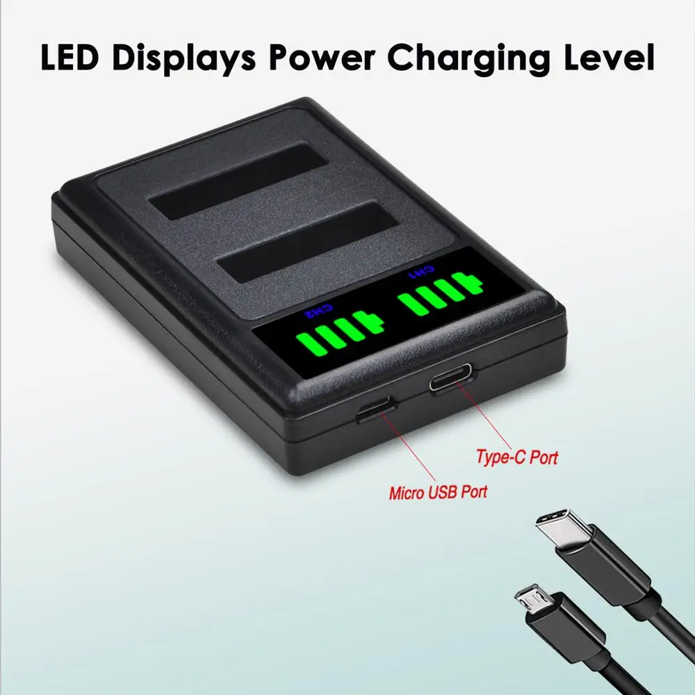 Аккумуляторная батарея Batmax 1800 мАч LP-E12 LPE12 + двойное зарядное устройство USB со