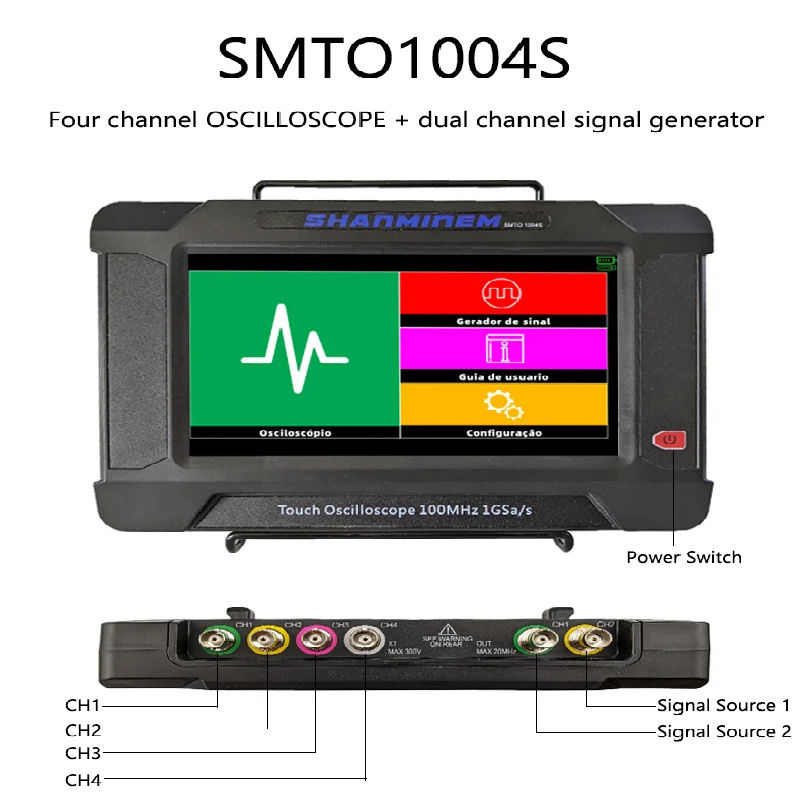 Цифровой плоский осциллограф SMTO1004S 4-канальный ЖК-дисплей 7 дюймов разрешение 800*480