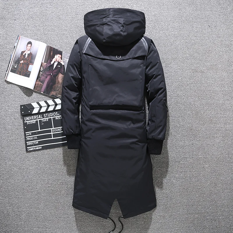 2019 зимняя длинная куртка на утином пуху мужские брендовые Толстые Мужские