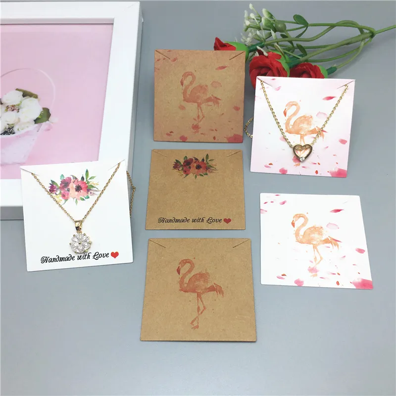 

10pcs 5x5cm Various Square Kraft Necklace/Hanging/Bracelet Display Card Fashion Jewelry Price Label Card