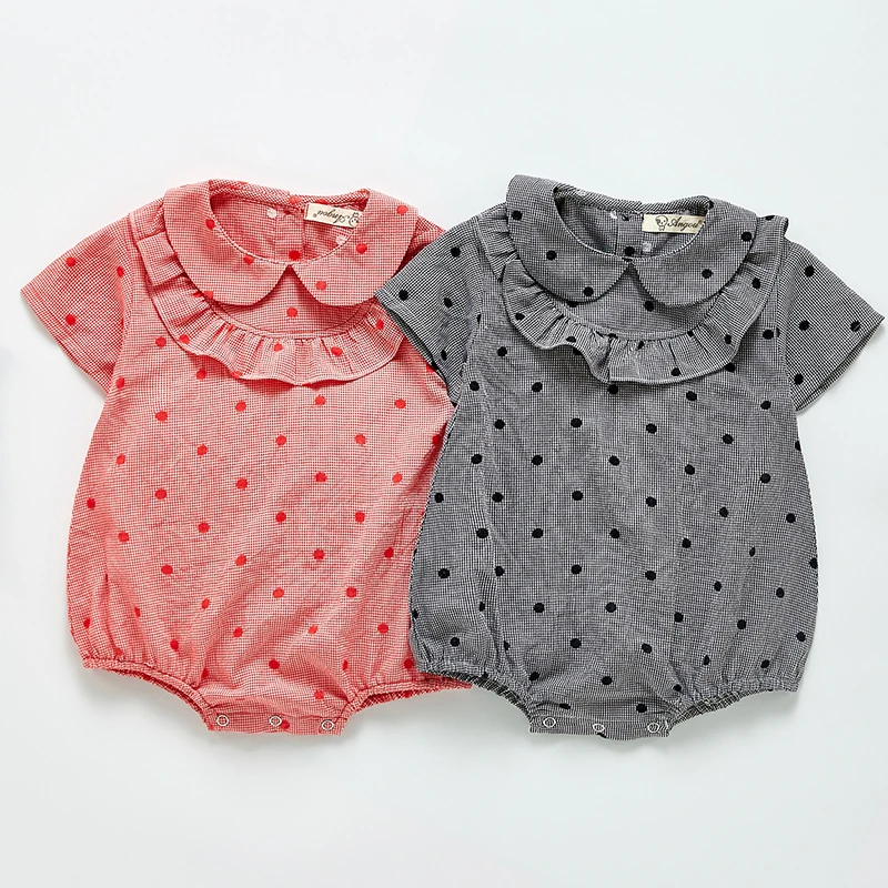 

Korean Style Summer Baby Girl Dot Printing Bodysuits Infant Baby Girls Jumpsuit Cotton Short Sleeve Baby Girls Clothes