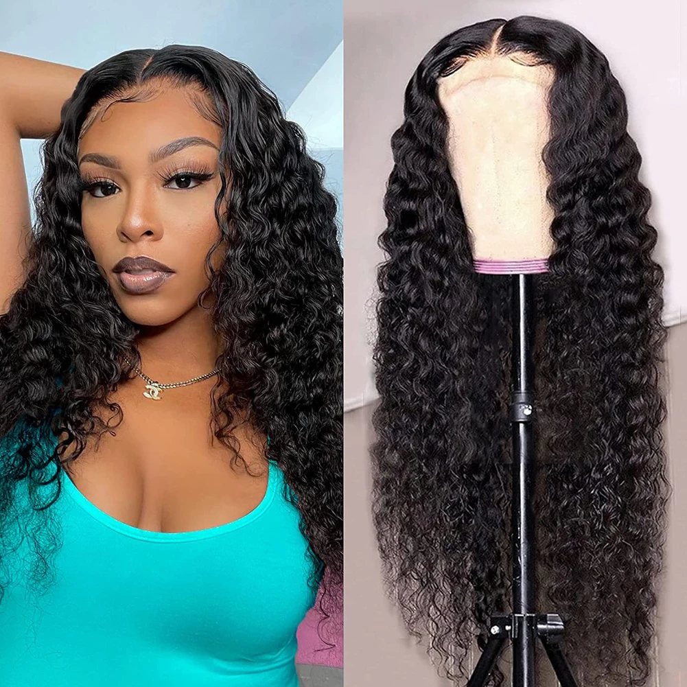 

AIMEYA Middle Part Deep Wave Human Hair Wigs For Women 13x6 HD Transparent Lace Frontal Wig Pre Plucked Brazilian Remy Hair