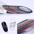 Лента для рисования ногтей 3D, Набор цветных липких линий с яркими матовыми блестками, наклейки для самостоятельного дизайна ногтей, декоративные Типсы для дизайна ногтей