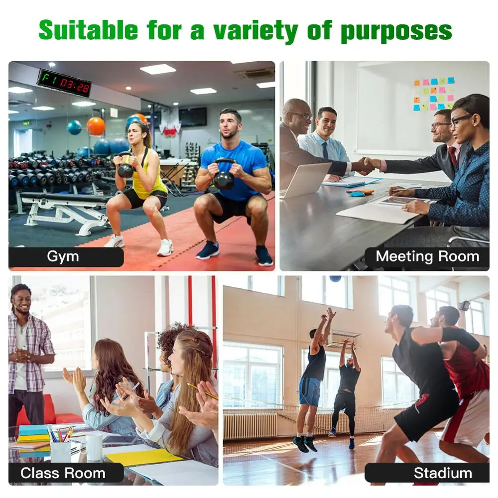 

Training Timer LED Display Electronic Clock Stopwatch Interval Timer Prescise Wall Clock with Remote for Gym Fitness Training