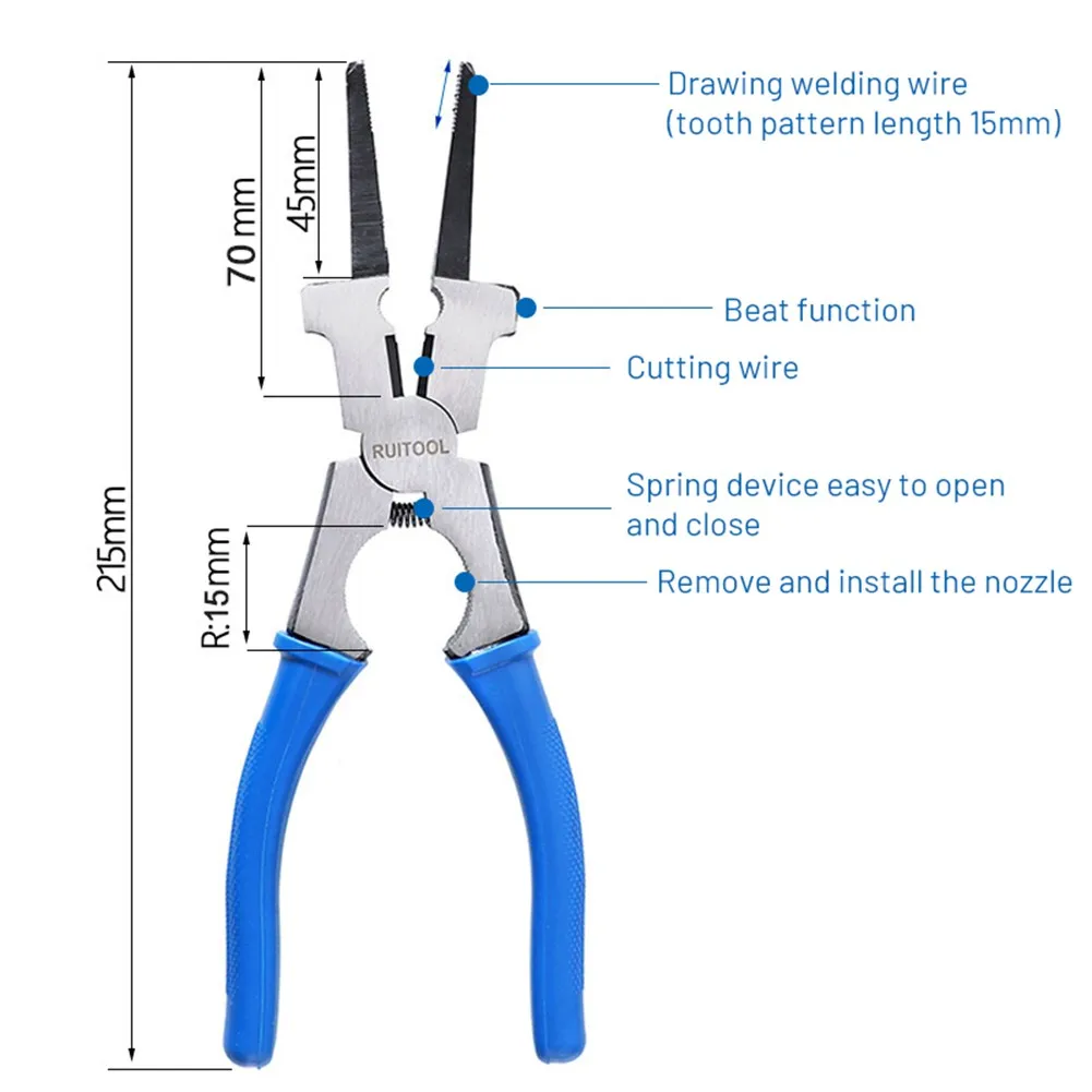 

8inch Multi-Function Welding Pliers Mig Welding Welders Multipurpose Pliers Blue / Black With High Hardness Ideal For Welding