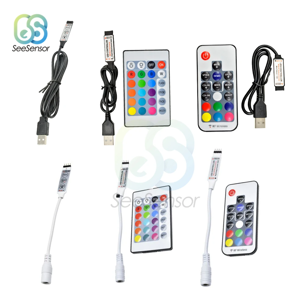 DC 5V 12V RGB USB ИК RF пульт дистанционного управления Светодиодная лента светильник 3 17