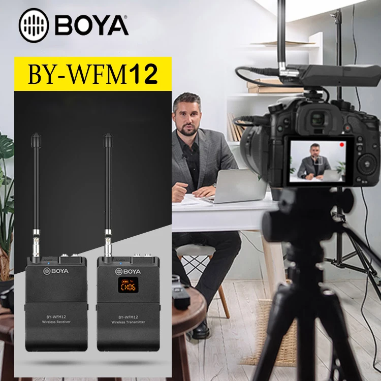 

BOYA BY-WFM12 Microphone Wireless VHF Collarclip Condensador Microfone for DSLR Camera iPhone Smartphone Audio Recorder Tablet