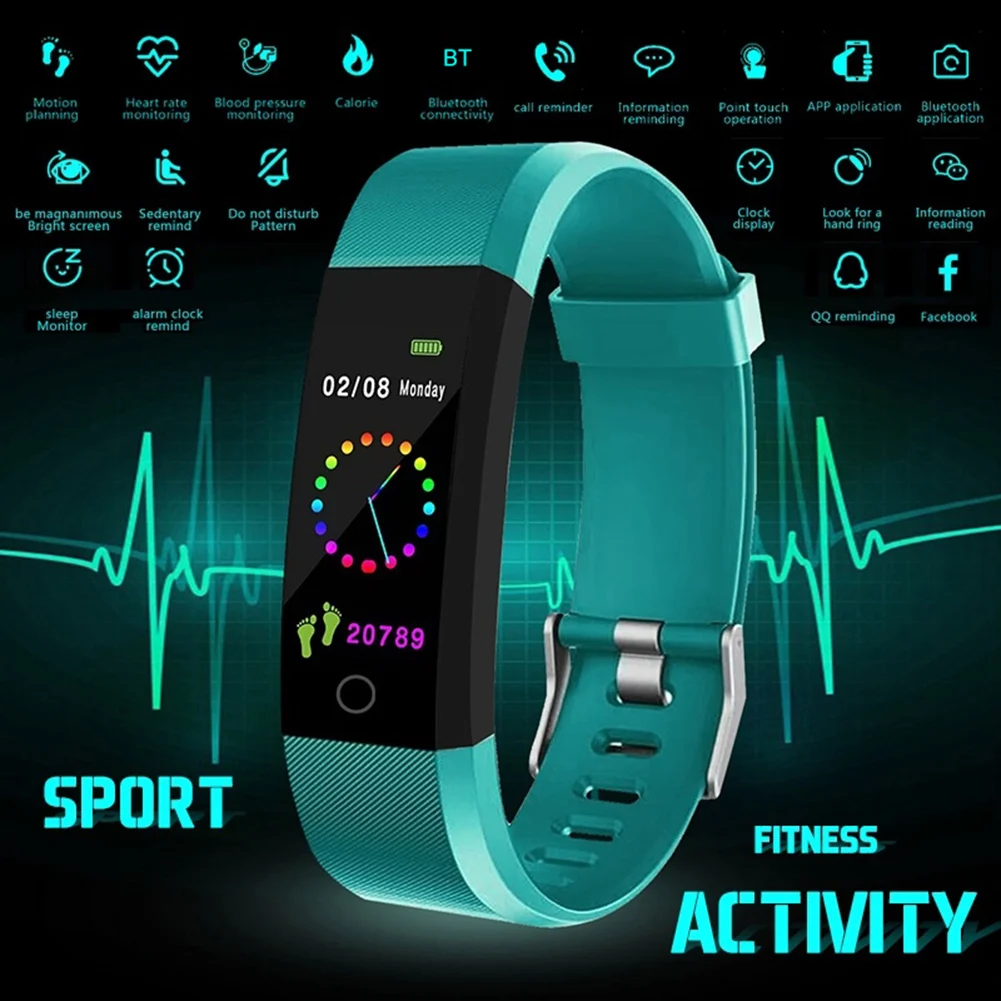 Health Bracelet Heart Rate Blood Pressure Smart Band Fitness Tracke Smartband Wristband for Watch | Электроника
